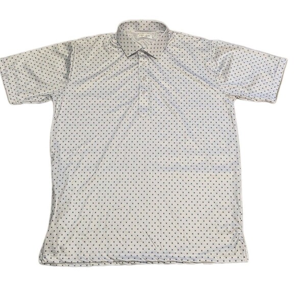 NWOT Collars and Co Mens L Relaxed Shirt Dress Collar Golf Polo White Pebble - Picture 2 of 7